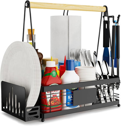 Organizador parrilla soporte platos portapapel utensilios picnic
