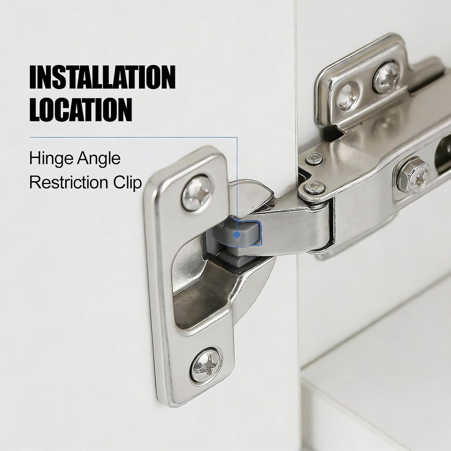 50 Clips Restrictor Puerta Gabinete 86 Grados