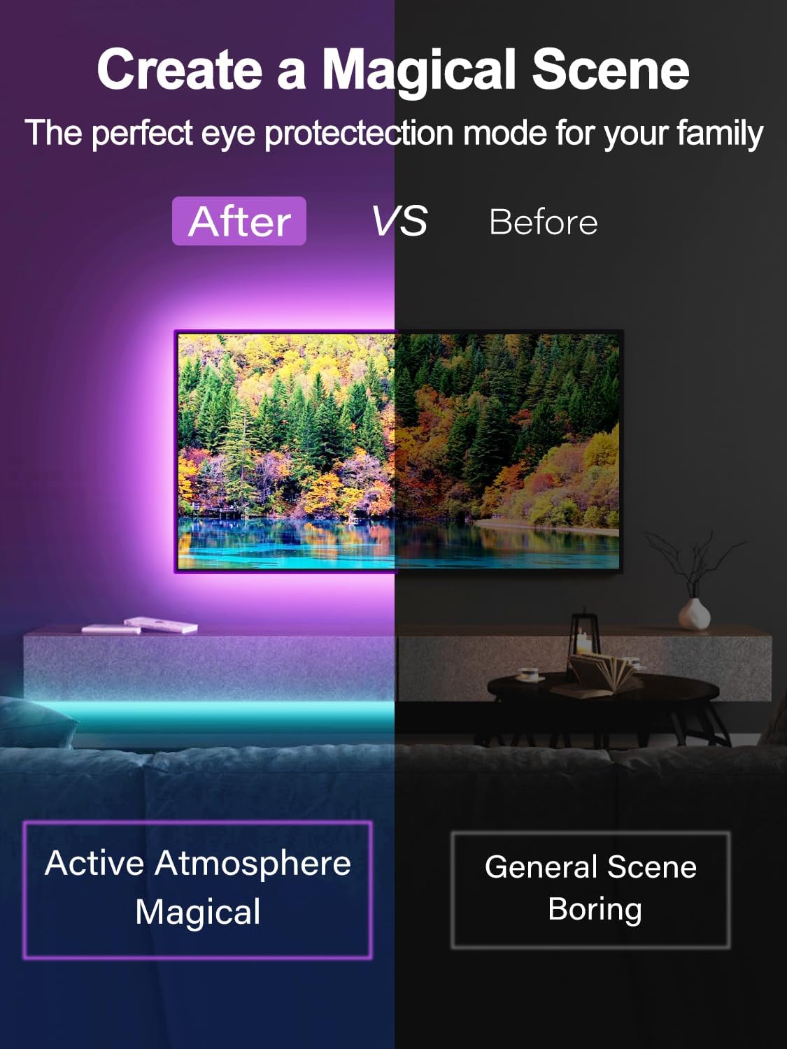 Luz LED para TV 32-80 pulg RGB con control app