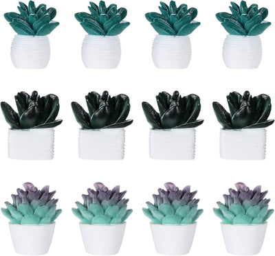 12 mini imanes de nevera para suculentas y casillero 3D decorativo