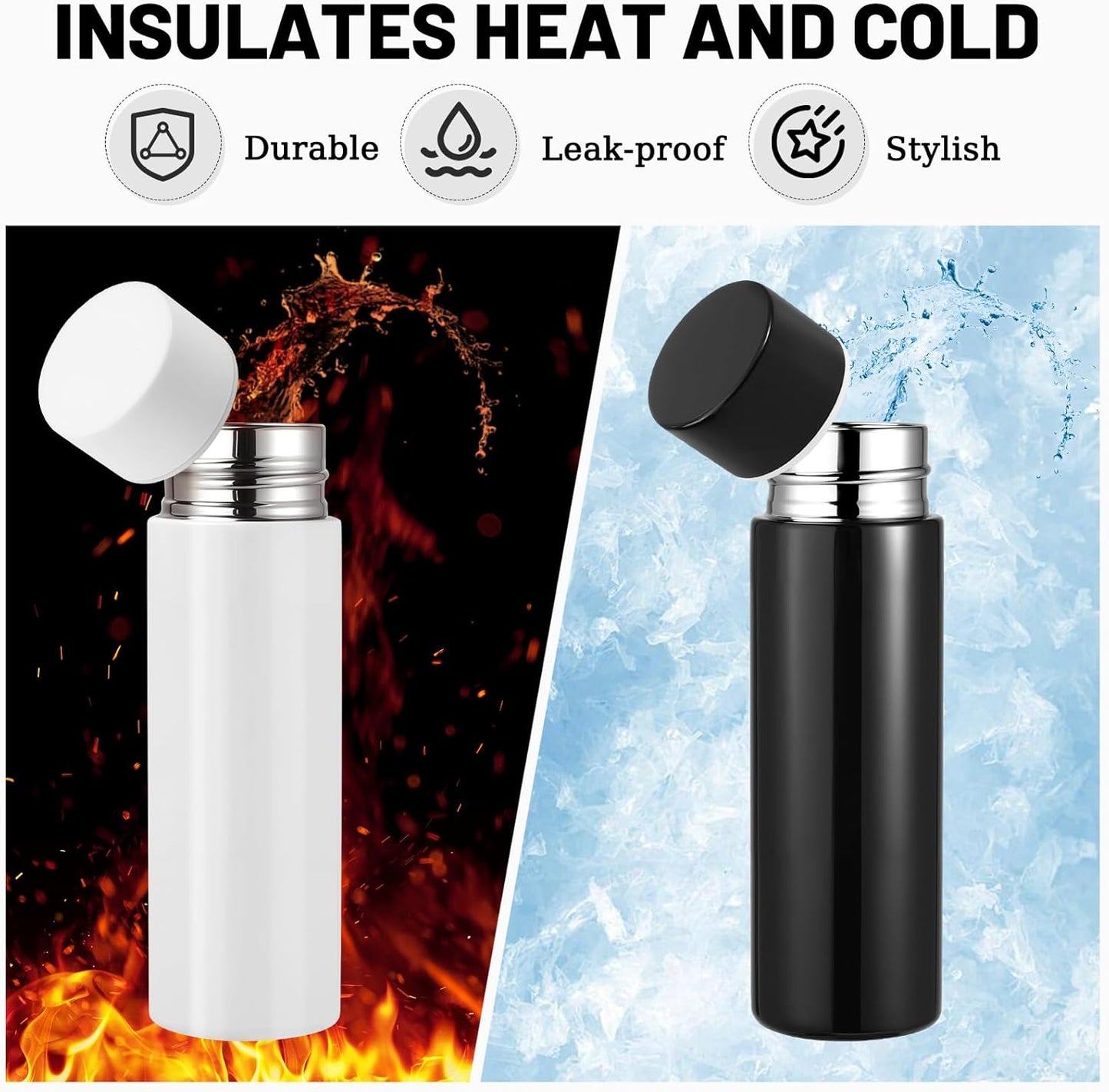 2 Pzas Botella Agua Aislada Acero Inox 4.4oz Campamento