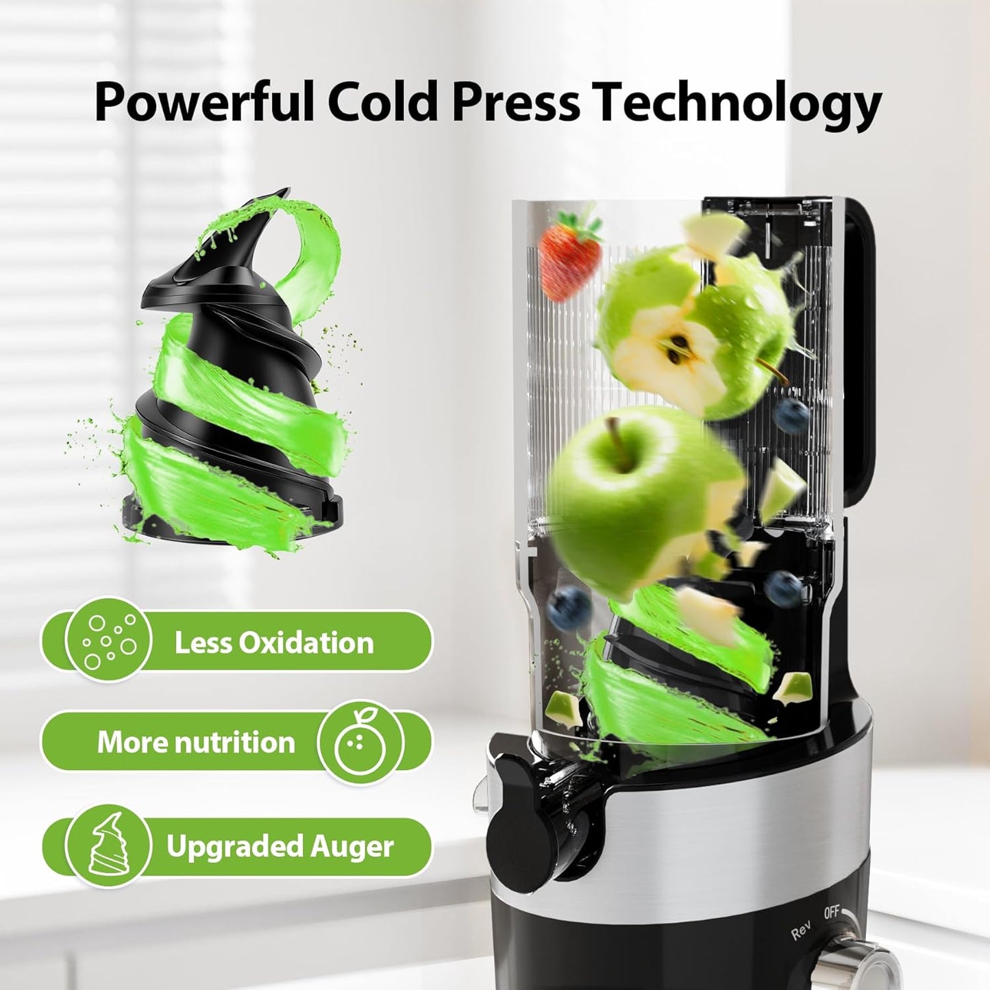 Exprimidor frío para frutas enteras Aeitto autoalimentado