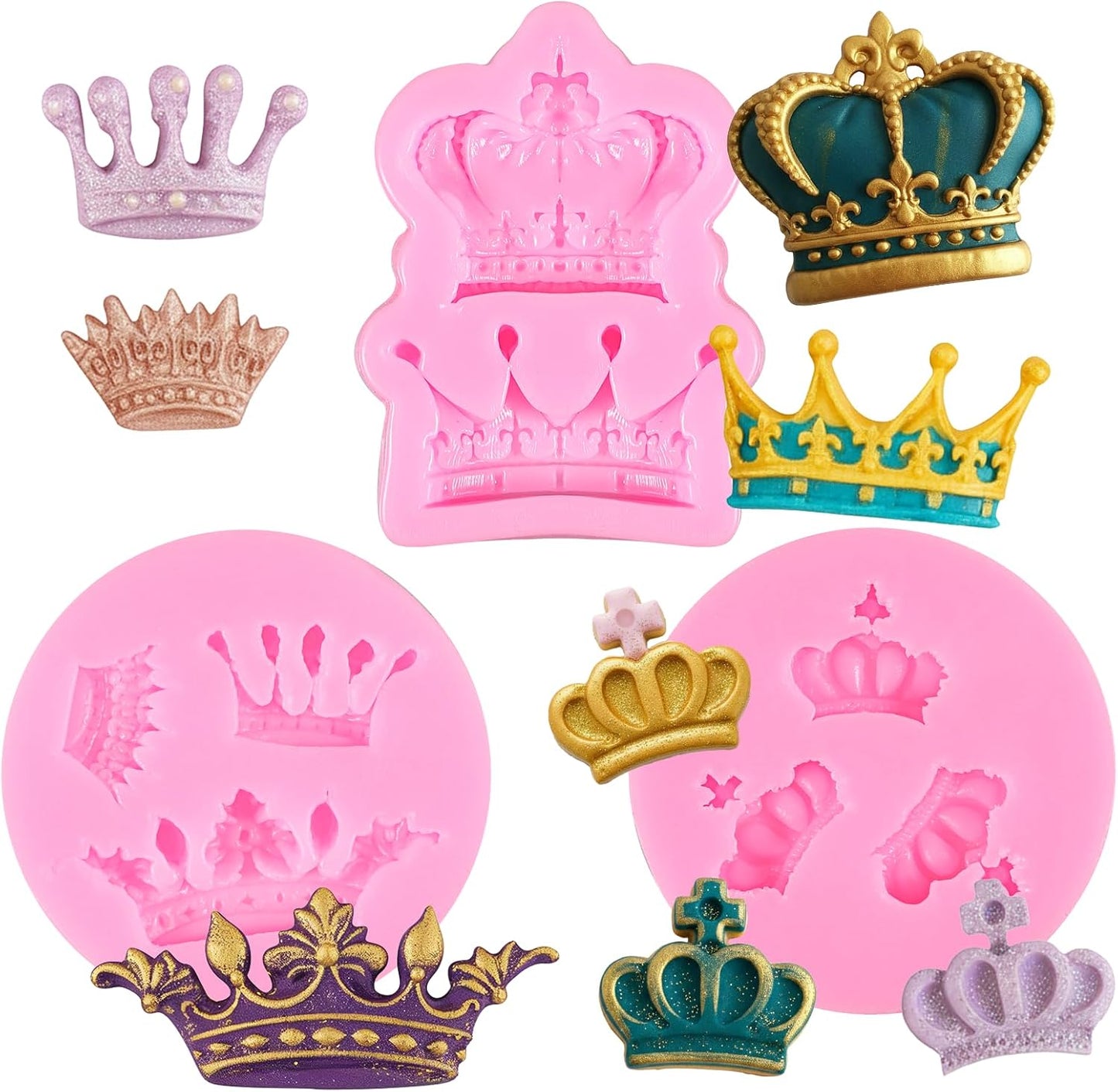 Molde silicona fondant corona 3 pzas para hornear