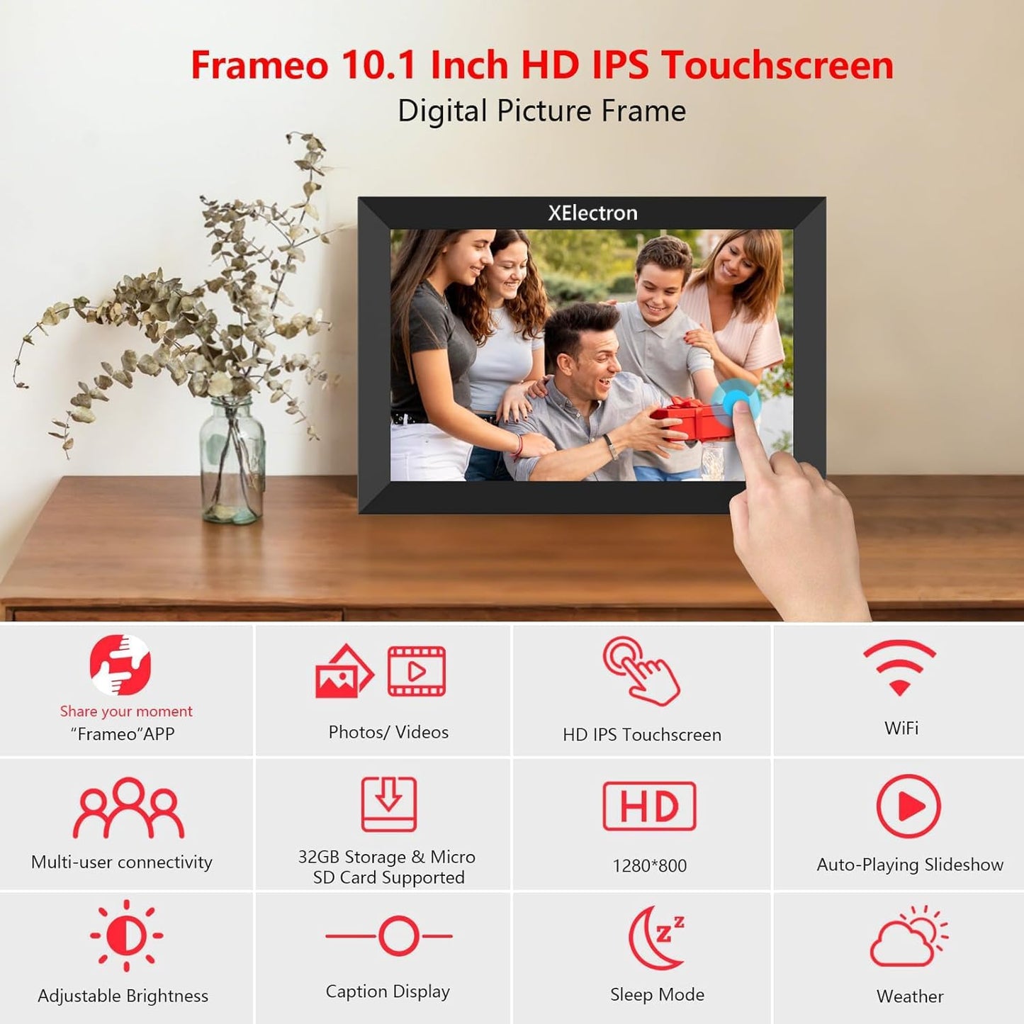 Marco fotos digital 10.1pulg WiFi pantalla IPS 1280x800