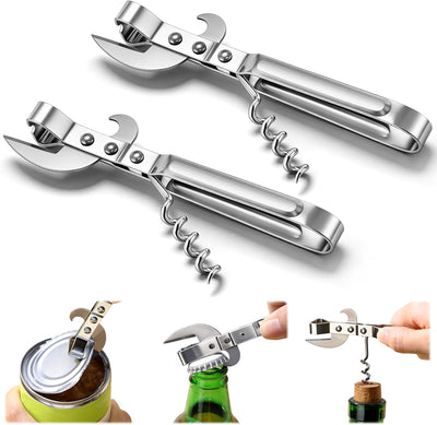 2 Pzas Abrelatas 3en1 Acero Inox Vintage