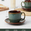 Set 16 Pzas Vajilla Tazas Café Platillos Marrón Verde