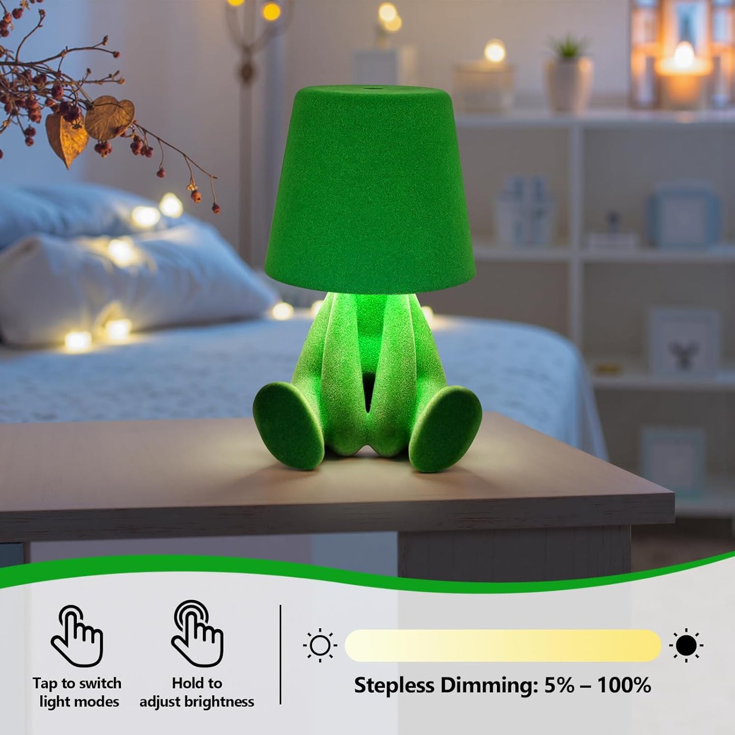 Lámpara mesa control táctil luz nocturna recargable USB 3 vías