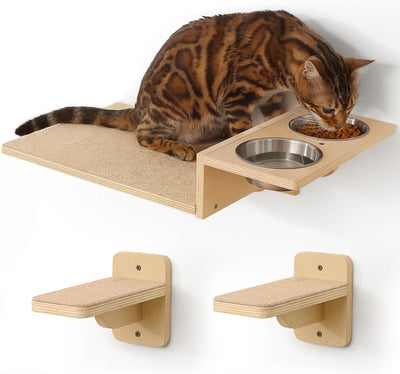 Estantes pared gatos 3en1 con escalones madera abedul