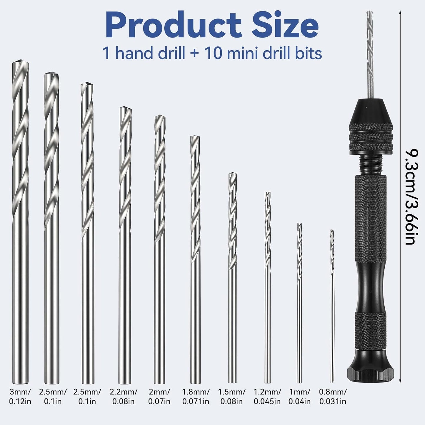 Set 10 Brocas Mano HSS Micro Twist 0.02-1.18pulg Taladro Joyas