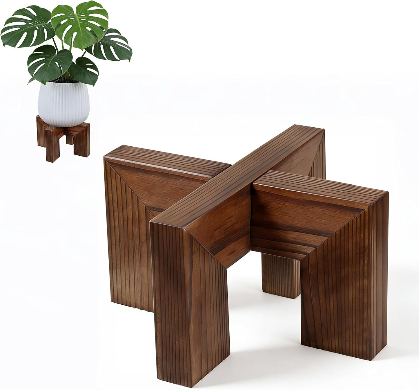 Base para macetas madera walnut para macetas 2.5-6 pulg
