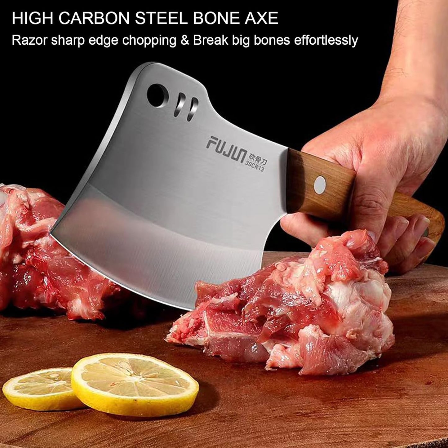 Cuchillo de carnicero resistente para cortar carne, hogar, cocina y eventos