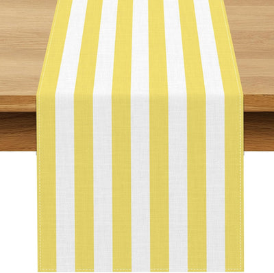 Camino mesa rayas amarillo y blanco 13x90pulg decoración fiesta