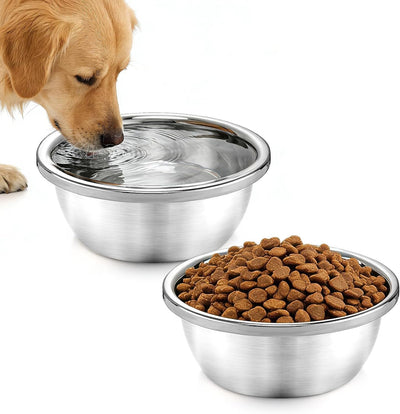 2 Cuencos Acero Inox para Perros 1.3gal Fáciles de Limpiar