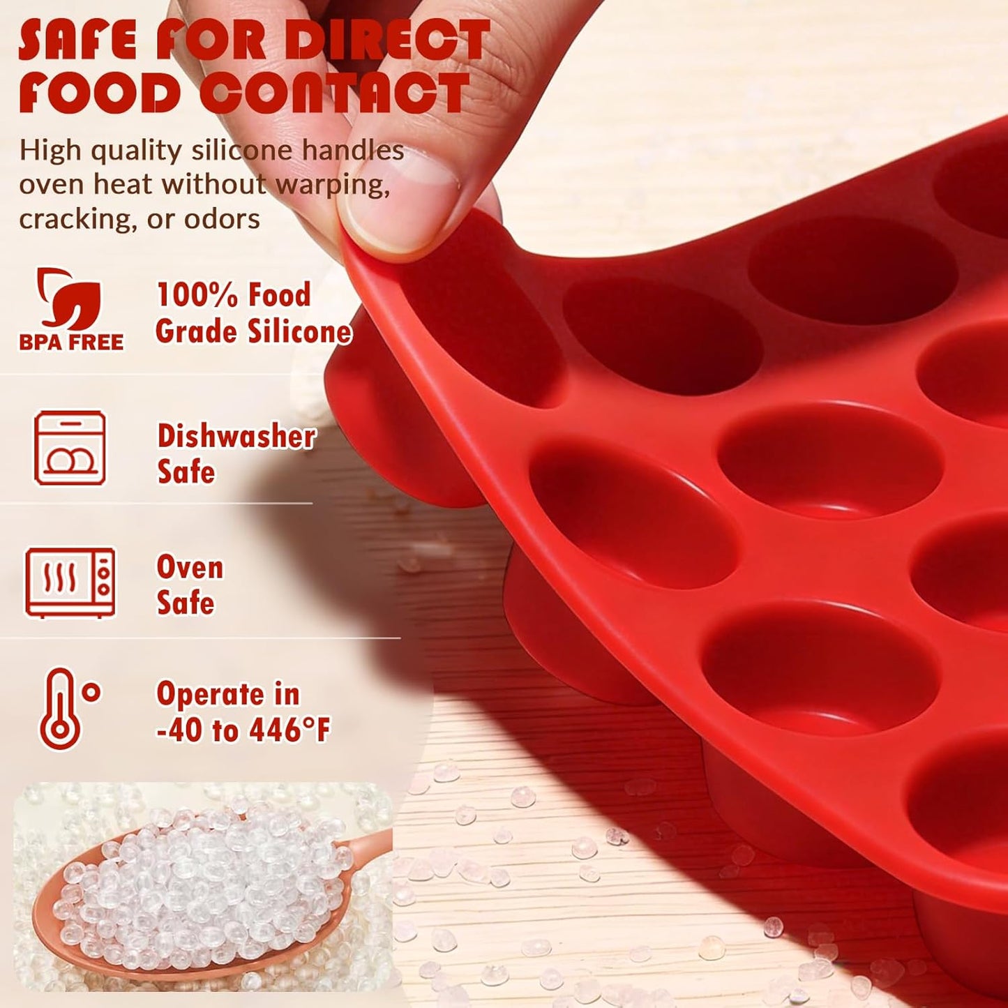 Molde de silicona para magdalenas y cupcakes 24 tazas sin BPA