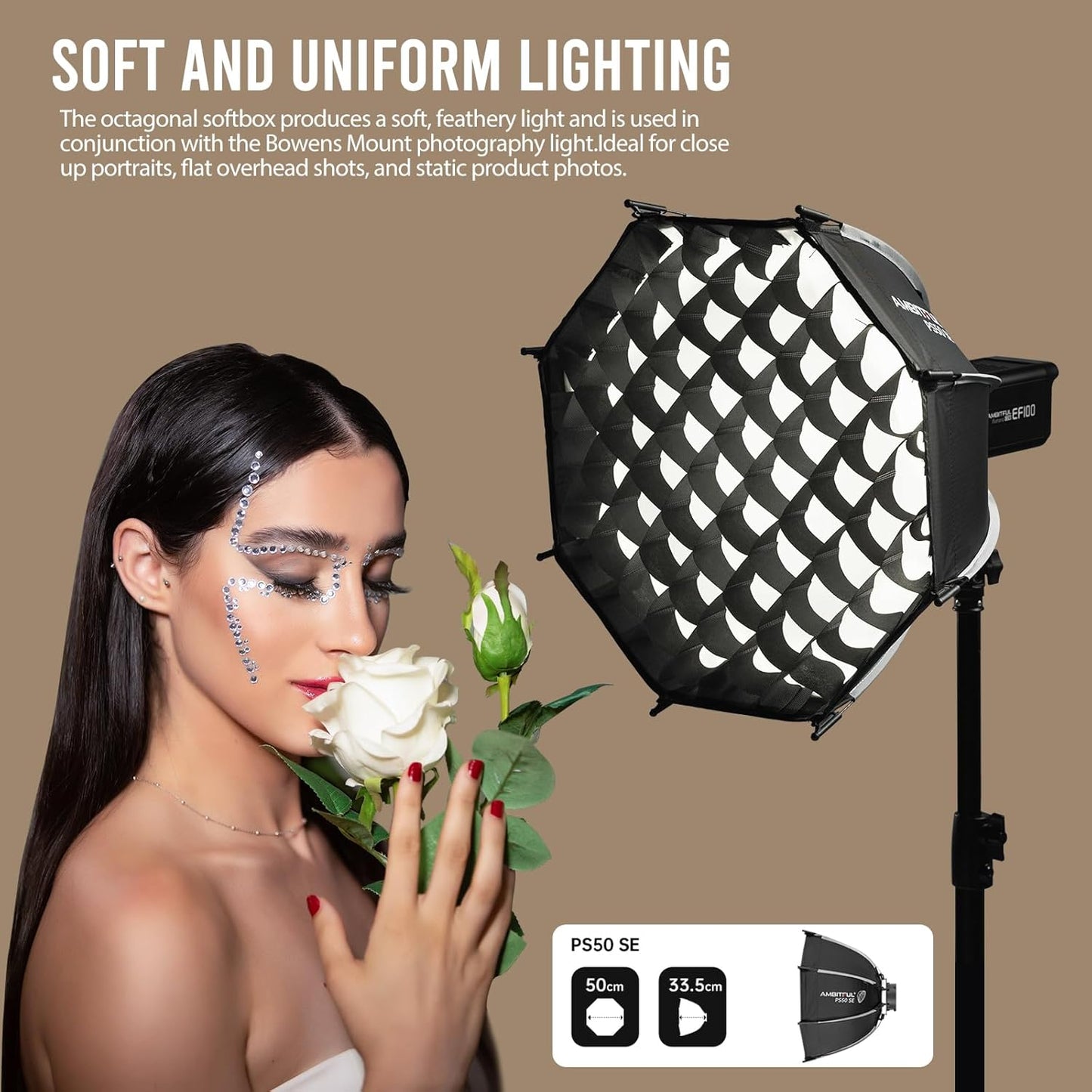 Caja luz octogonal Mini SE 50cm Bowens con difusores