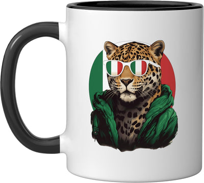 Taza cerámica bandera Italia negra/blanca