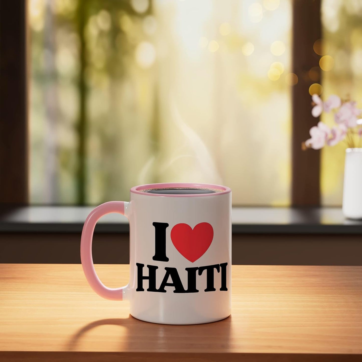 Taza Cerámica Love Haiti Rosa/Blanca