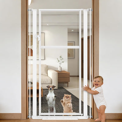 Puerta gatos alta 56pulg acrílico transparente 29.5-34.26pulg