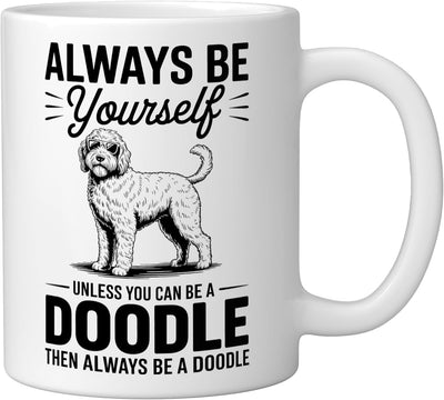 Taza Cerámica Perro Doodle Humor Blanco