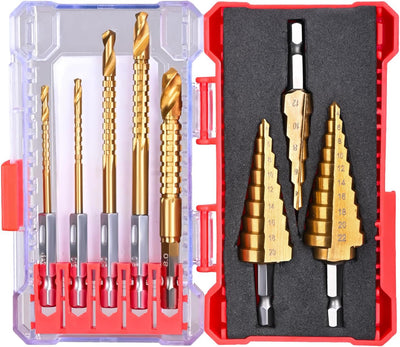 Set 3 Brocas Escalonadas y 5 Jobber HSS Metal Madera