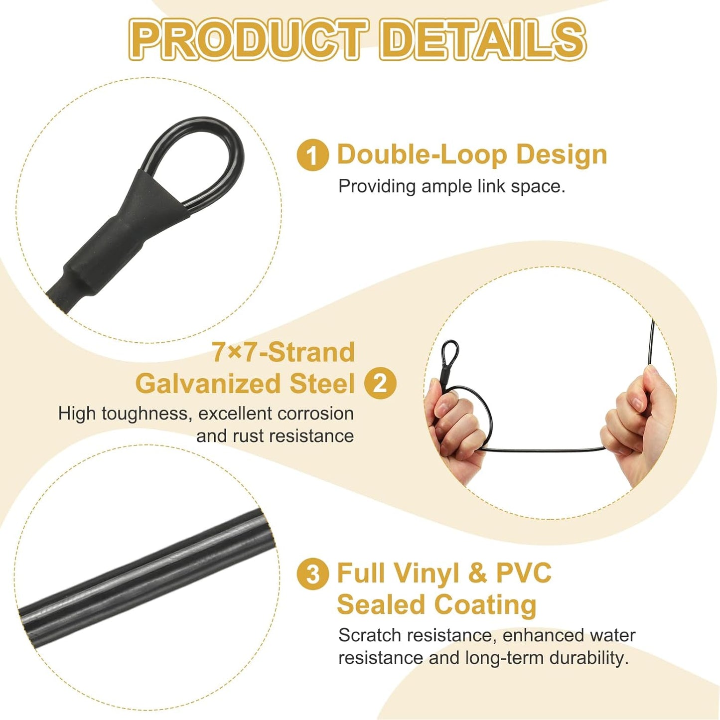 Candado cable seguridad 3/32pulg negro 4.9ft 2 Pzas acero