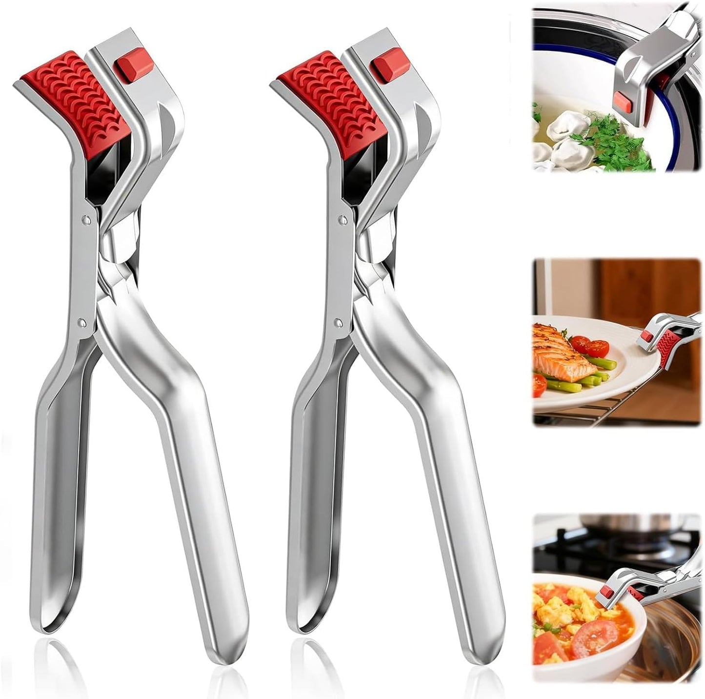 Pinzas de acero inoxidable para placa caliente con agarre antideslizante