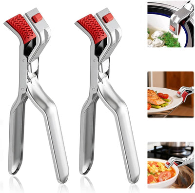 Pinzas de acero inoxidable para placa caliente con agarre antideslizante
