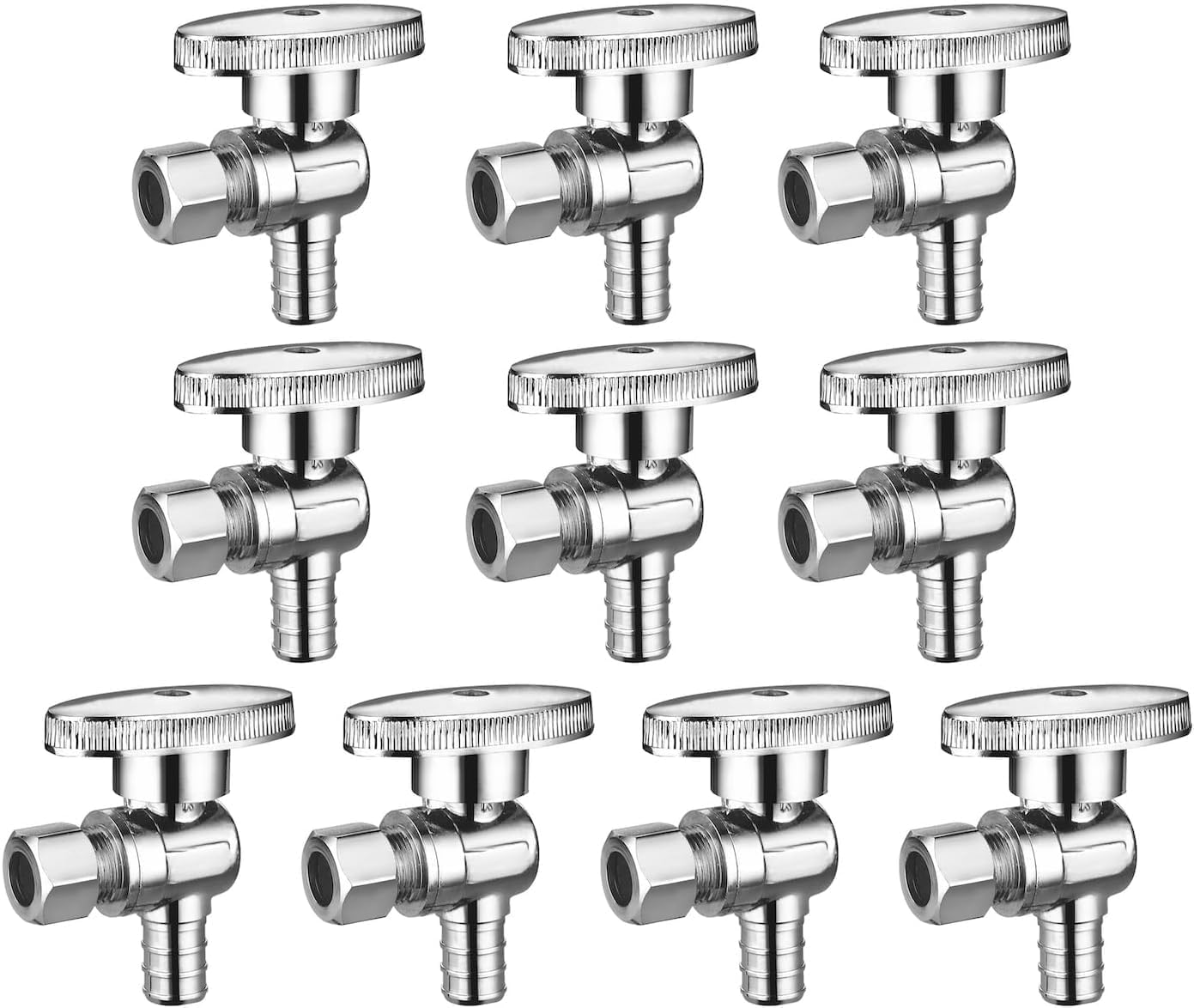 Pack 10 Válvulas PEX 1/2x3/8 pulg comp latón cromado