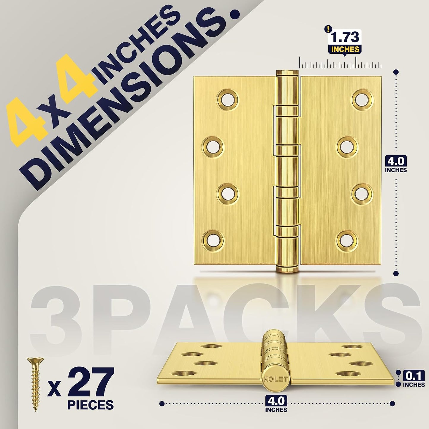 Bisagras puerta oro cepillado rodamientos bolas 4x4pulg