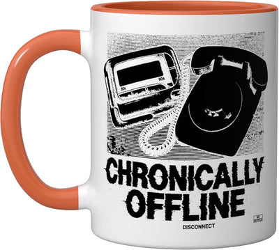 Taza Cerámica Retro Sin Conexión Orange/Blanco