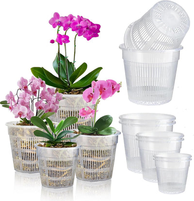 8 Macetas Orquídeas 4.3-7.5pulg Transparentes Transpirables