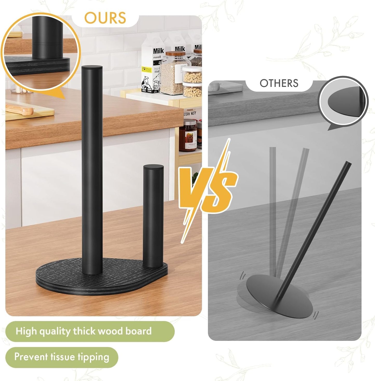 Soporte para toallas de papel negro impermeable antideslizante