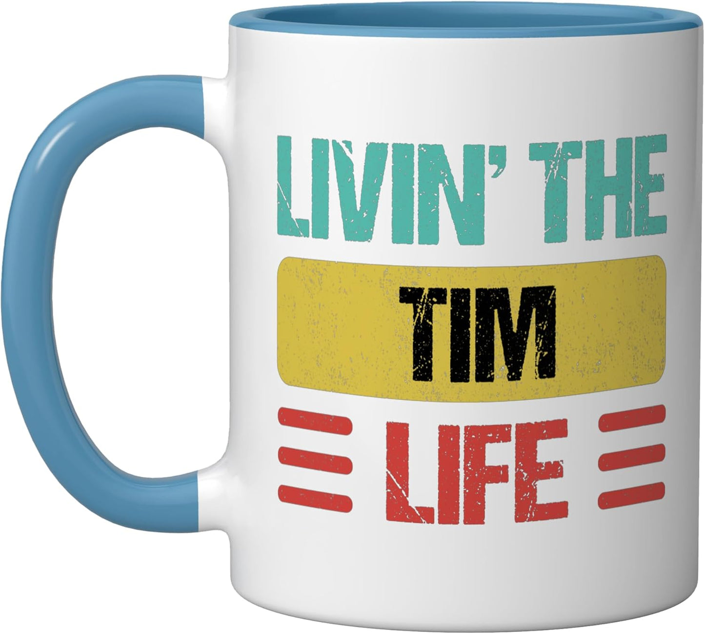 Taza de cerámica Tim Name color azul y blanco