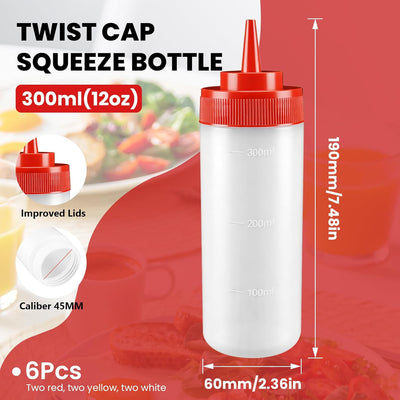 Juego de botellas exprimibles multicolor para cocina y barbacoa 12 oz