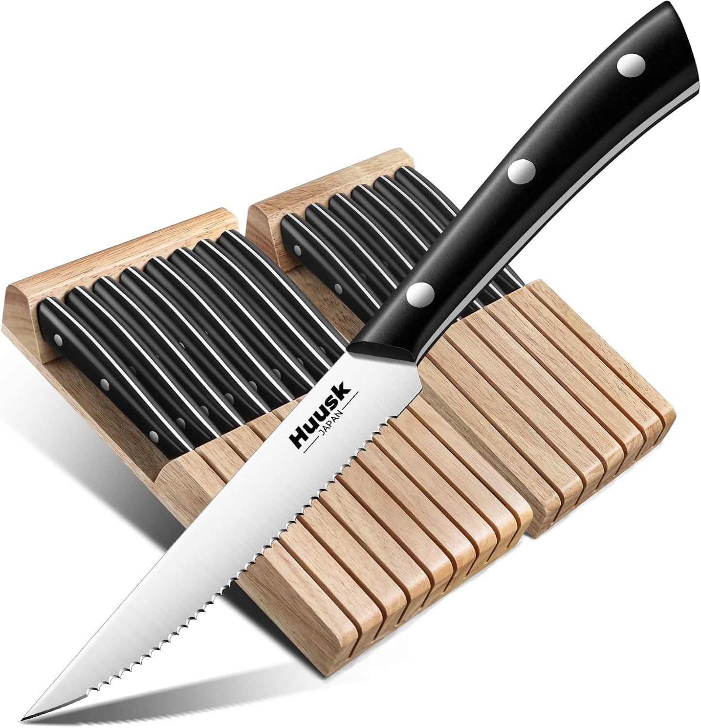 Set 14 Cuchillos de Carne Acero Inox con Bloque y Organizador