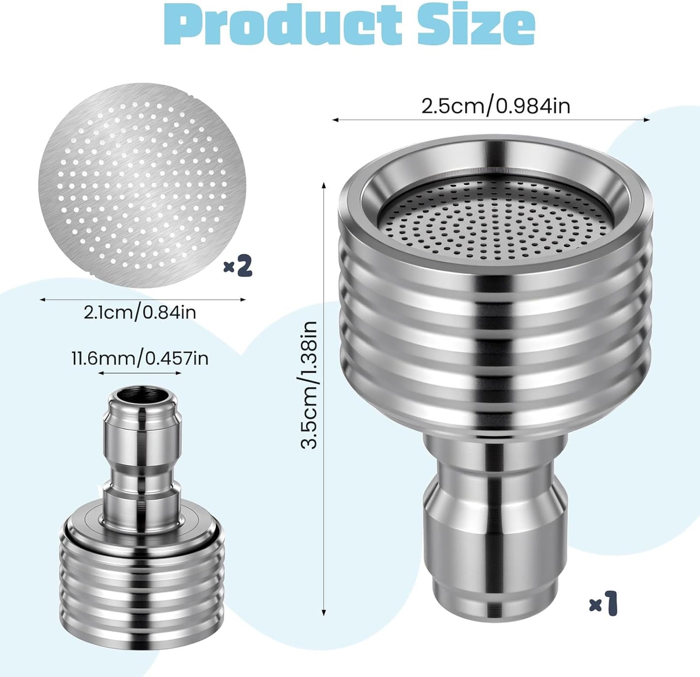 Boquilla ducha acero inox adaptador 1/4