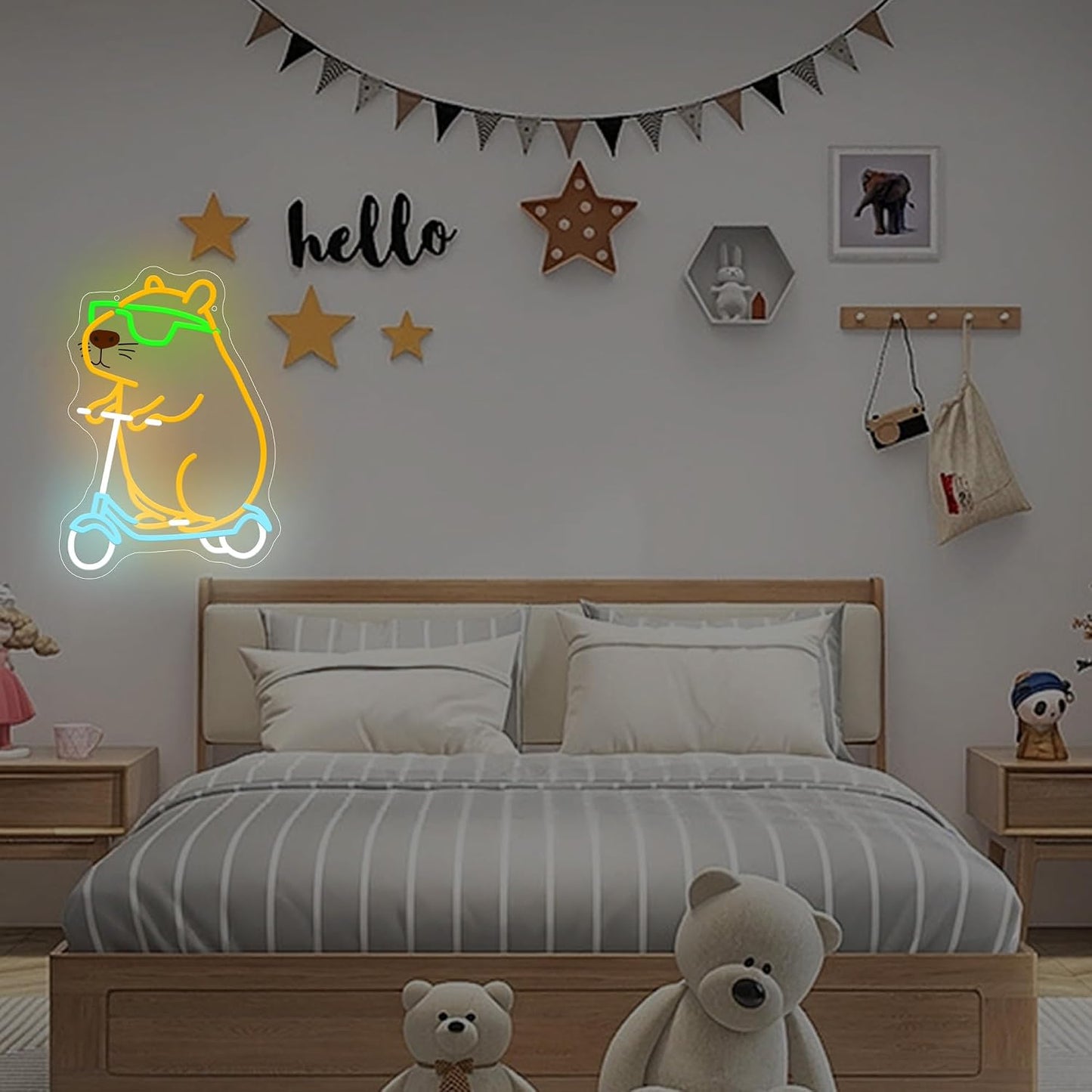 Letrero neón Capybara para dormitorio y guardería