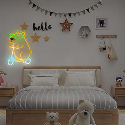 Letrero neón Capybara para dormitorio y guardería