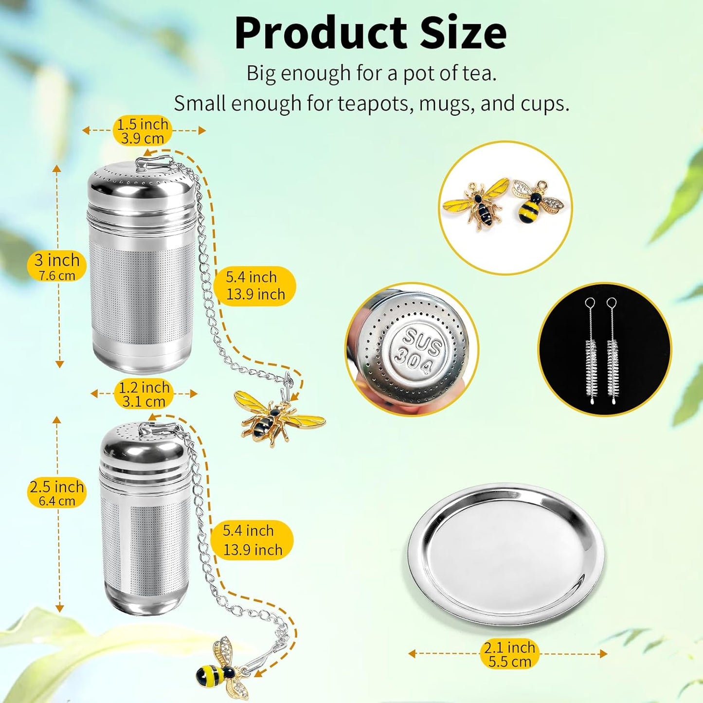 2 Coladores Té con Bandejas Goteo Acero Inox 304