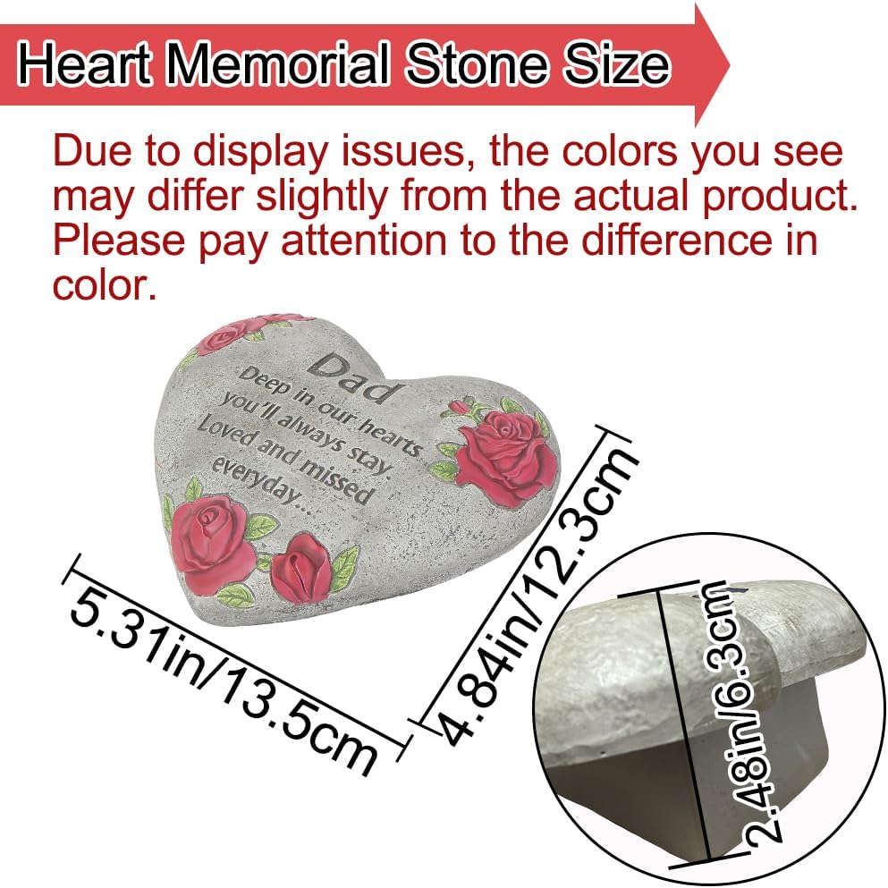 Piedra conmemorativa corazón resina duradera decoración hogar