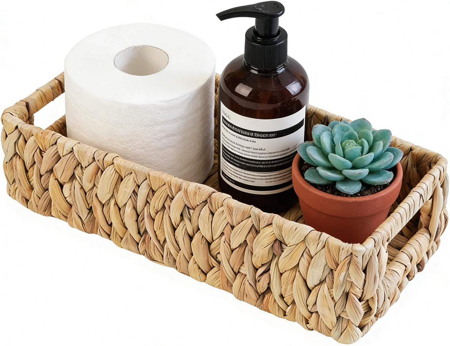 Cesta jacinto de agua mimbre tejido manual con asas