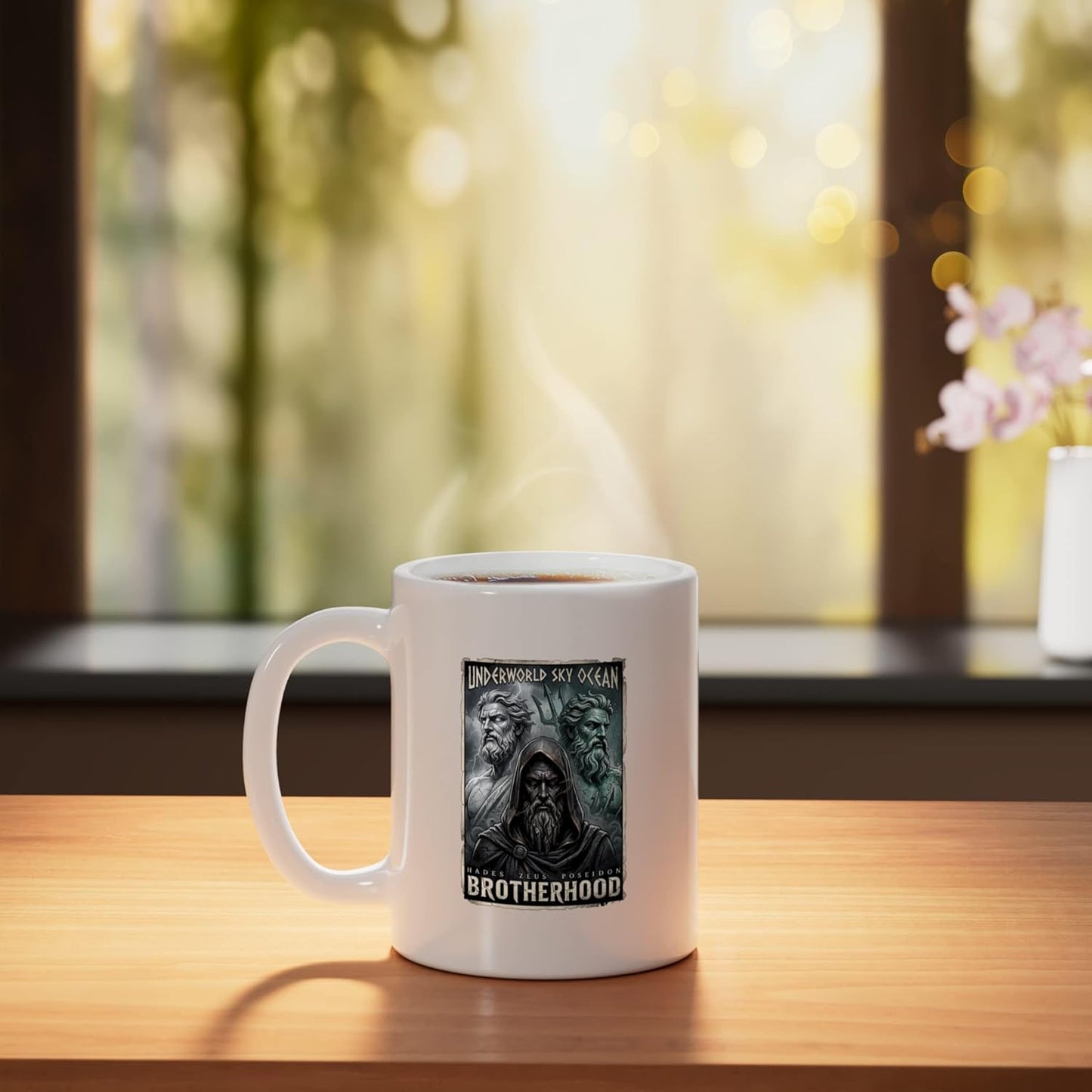 Taza cerámica de dioses griegos hermandad blanca