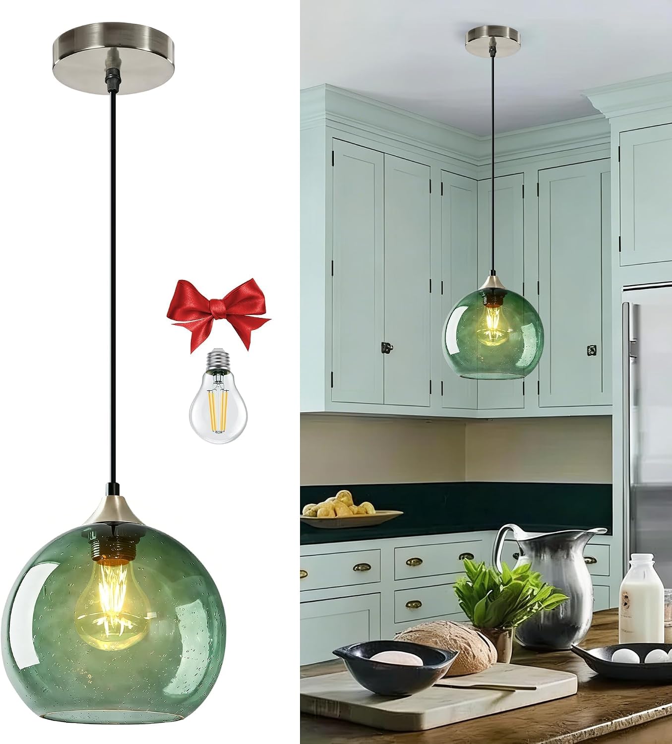 Lámpara colgante cristal isla cocina LED cable ajustable