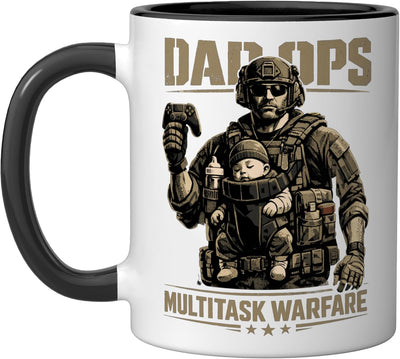 Mug cerámico para papá gamer regalo padre nuevo negro/blanco