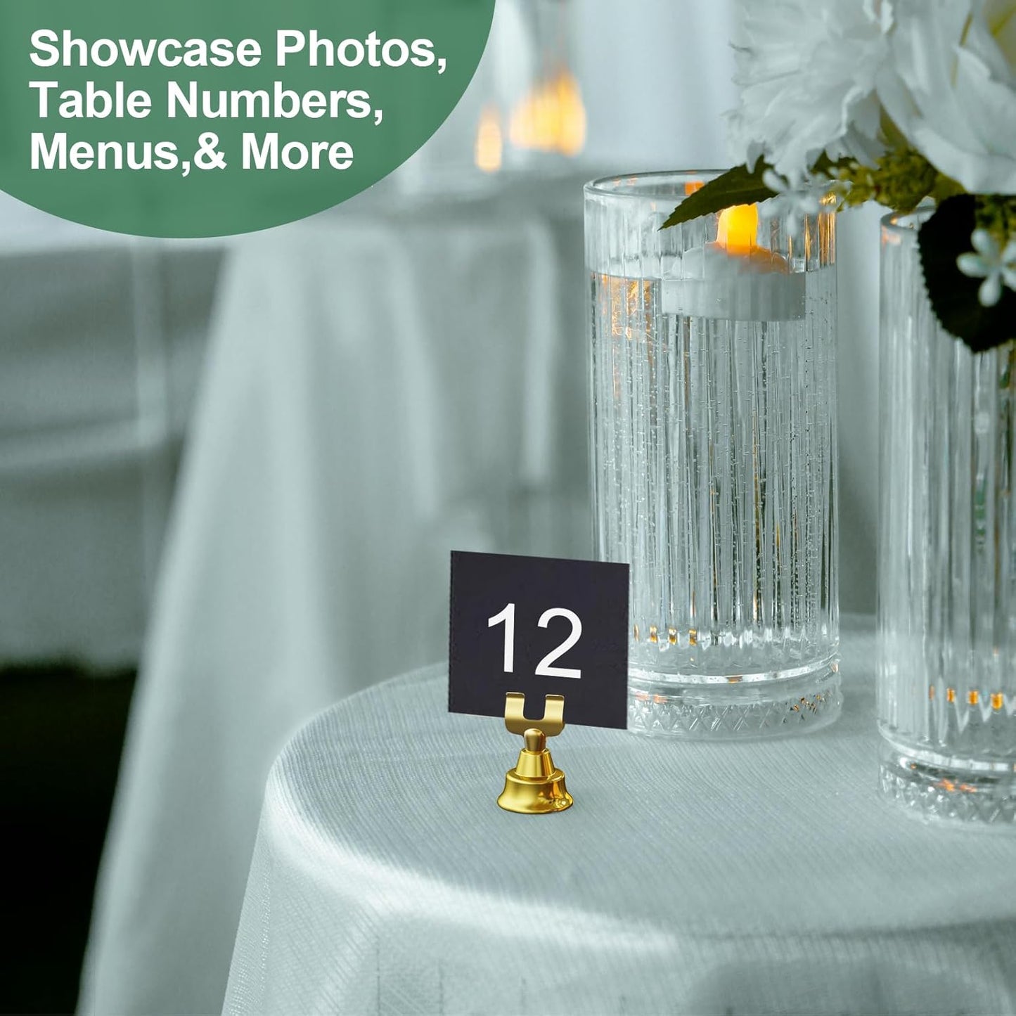 12 Tarjeteros Dorados Mesa para Bodas Eventos 1.8pulg