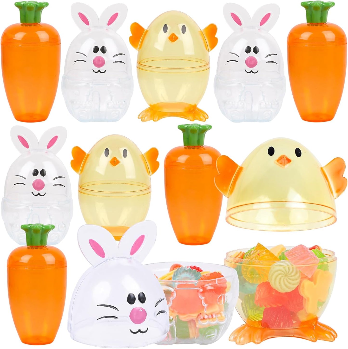 12 Recipientes Rellenables para Huevos de Pascua Cesta