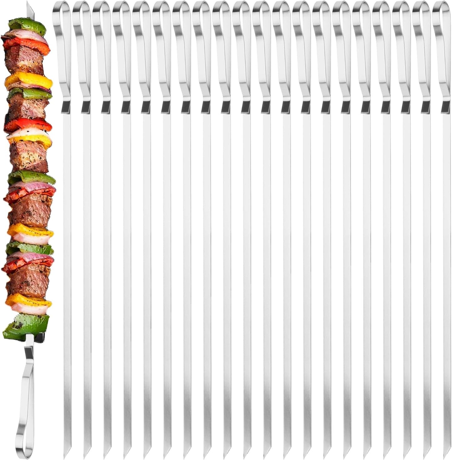 Brochetas acero inox 17pulg para barbacoa 20pzas