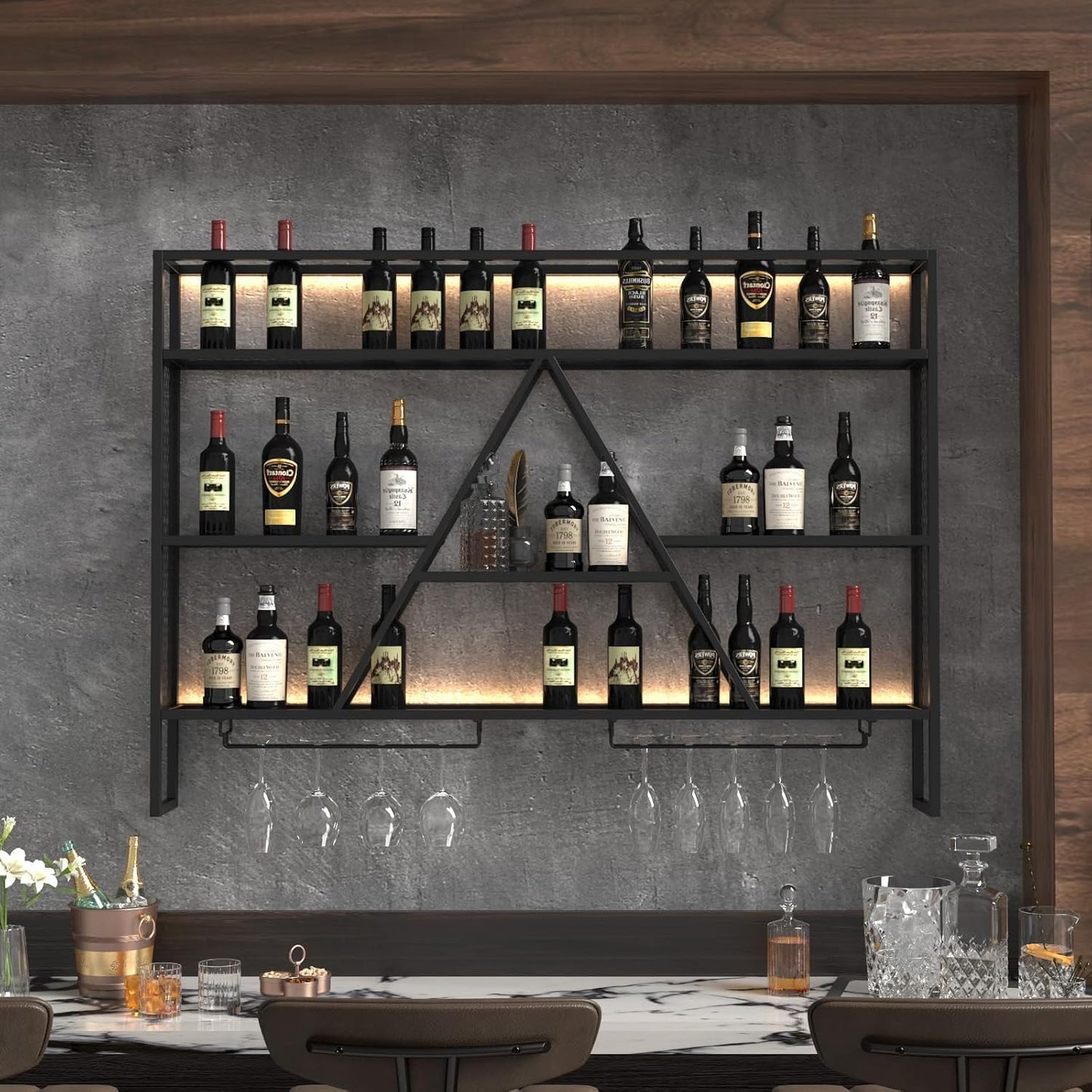 Estante de licor para bar con luces LED de 47 pulgadas