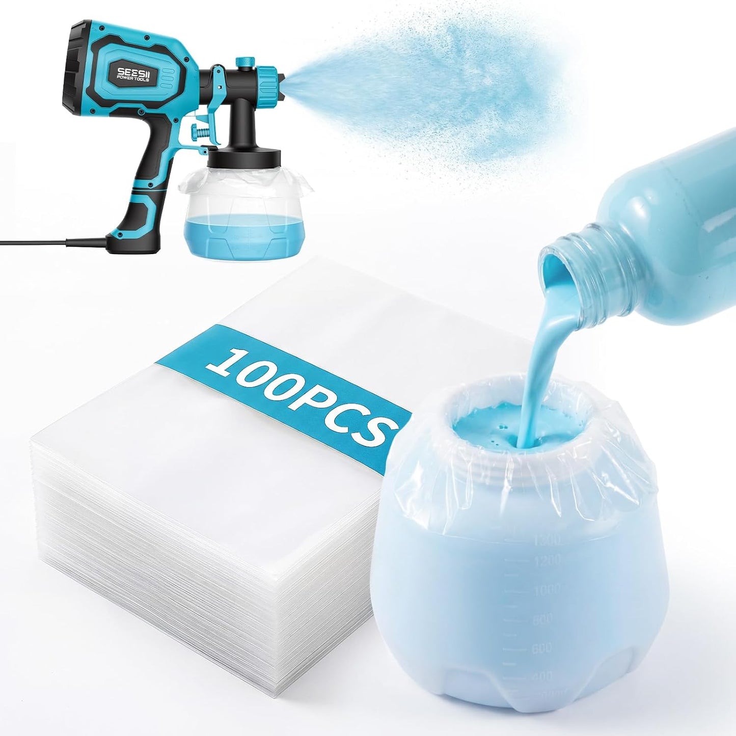 100 Bolsas Pulverizador Pintura 7.8x11.8pulg Transparentes