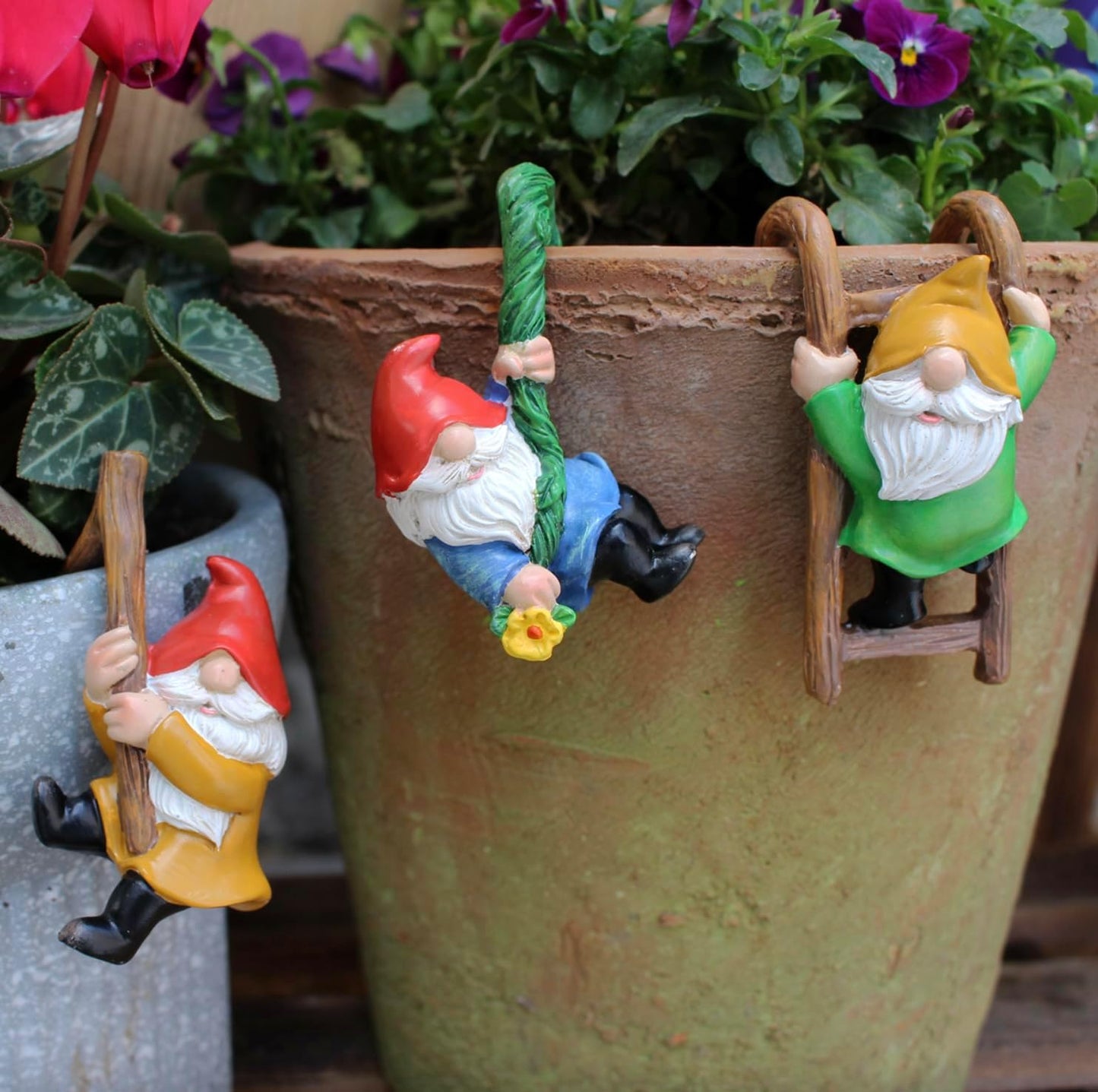 3 Gnomos Miniatura para Jardín de Hadas Escritorio